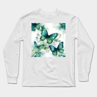 Butterflies Watercolor 4 - Malachite Long Sleeve T-Shirt